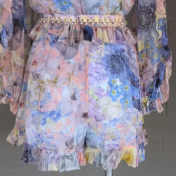 Zimmermann Rhythmic Ruffle Floral Playsuit Romper Size 0/US4 - Picture 12 of 17